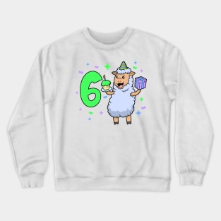 I am 6 with sheep - girl birthday 6 years old Crewneck Sweatshirt